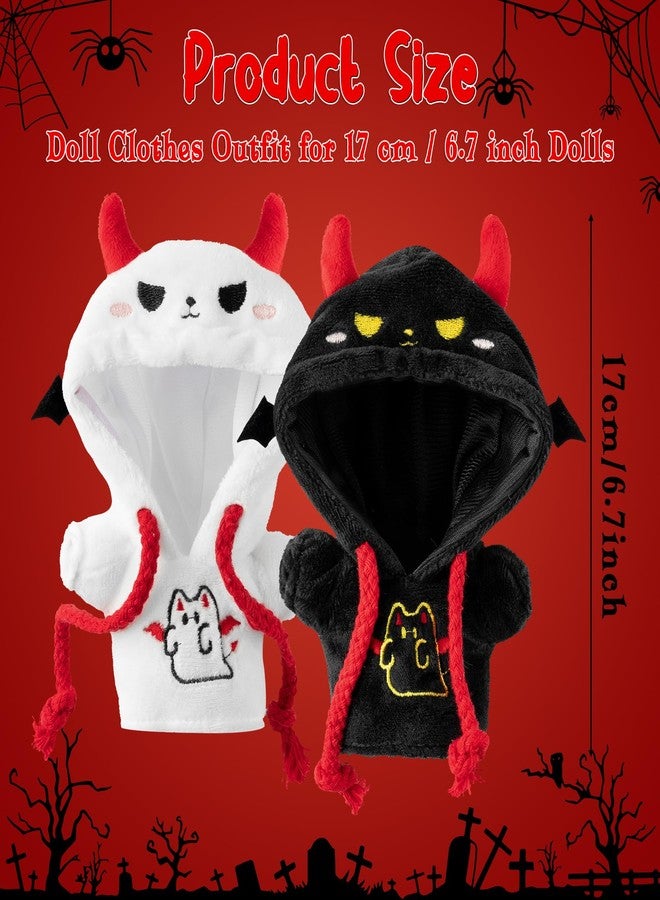 DJianrang 17cm Monsters Doll Outfit - 17cm Dolls Clothes Fit Black and White Ghost Hoodie Cloth Holiday Dress up Photo Collections Accessories Cute Plushies Costume Gifts for Couple Friends - Image 2